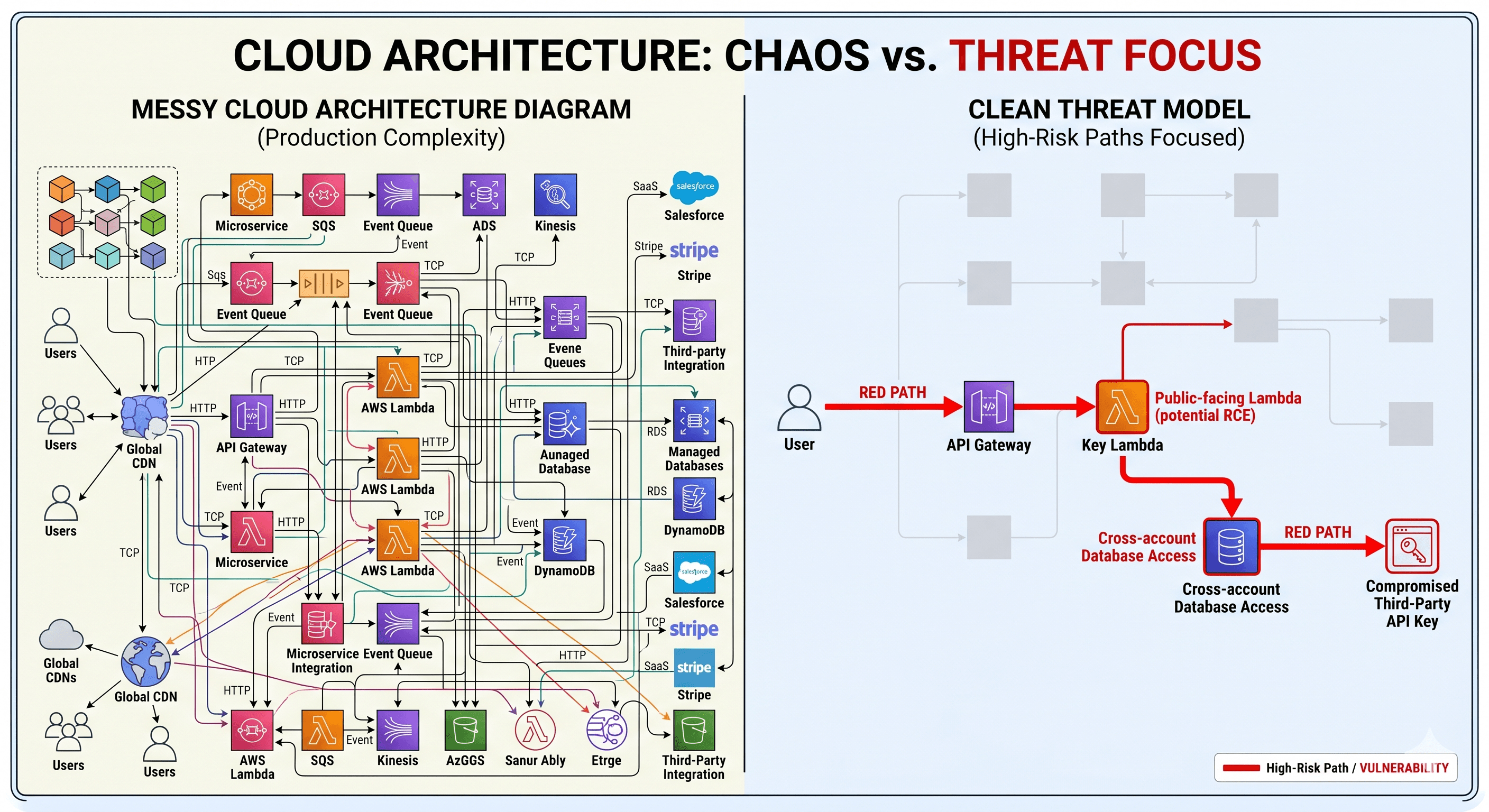 Complex cloud architecture vs focused threat model